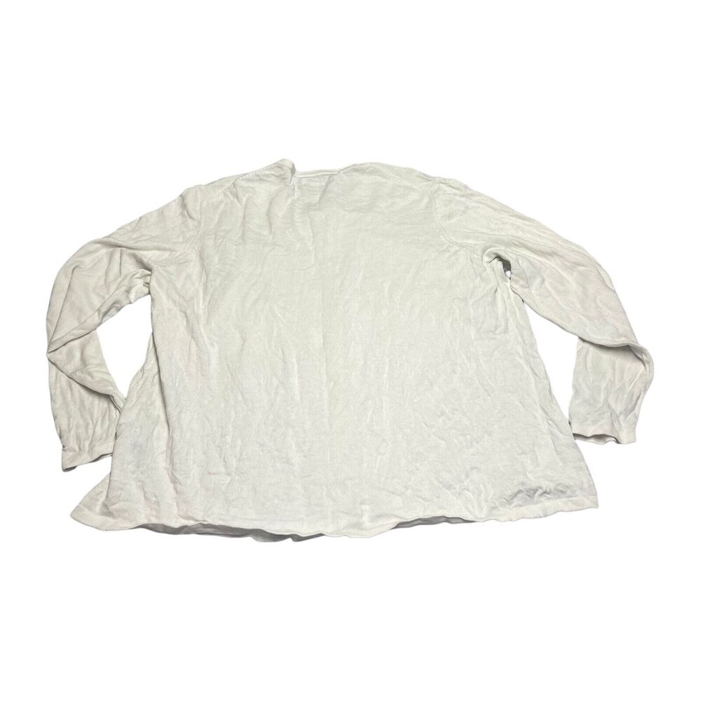 Liz Baker Cardigan Sweater Women's 2X Ivory Acrylic Knitted Ribbed Long Sleeve - Picture 2 of 8